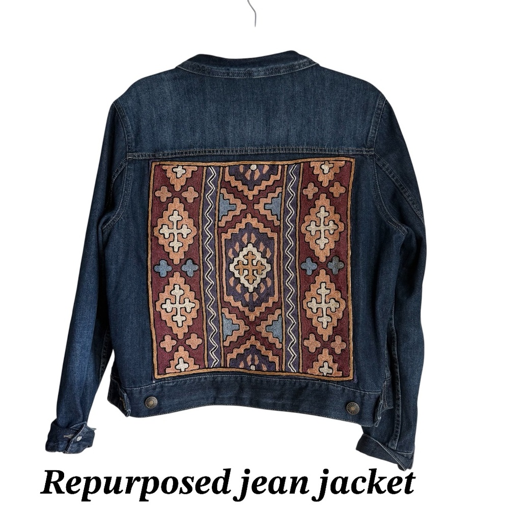 Repurpose tapestry jean jacket Size XL